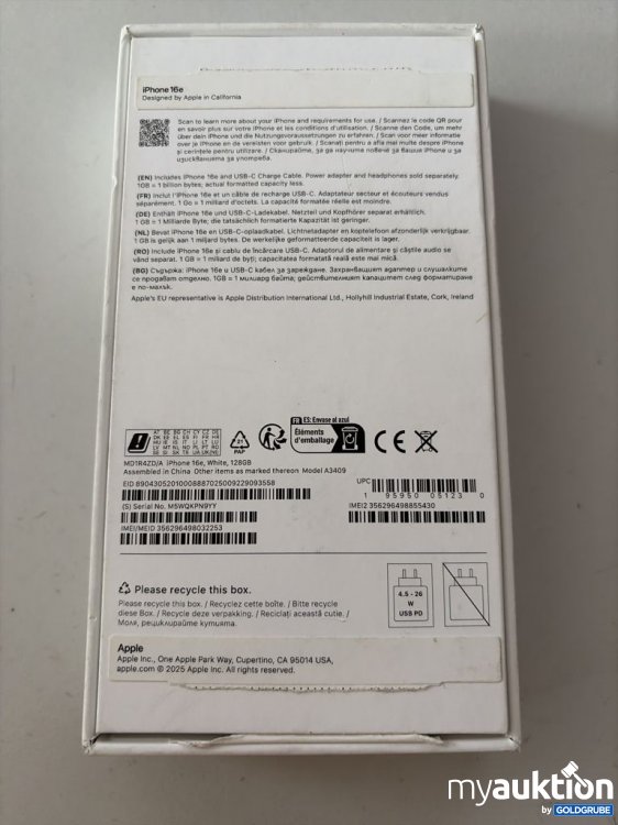 Artikel Nr. 941453 Artikel Nr. 941453: Apple iPhone 16e 128GB