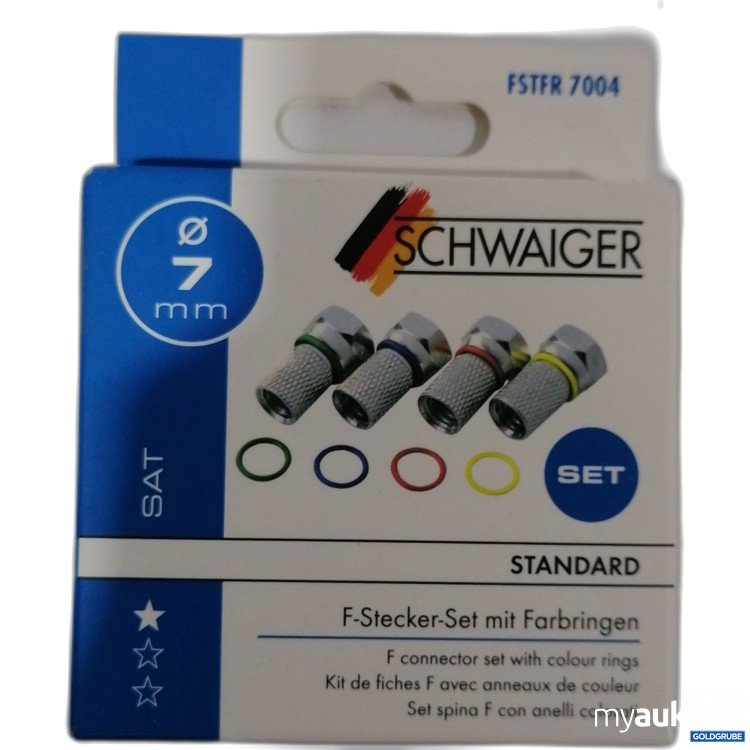 Artikel Nr. 892454: Schwaiger F-Stecker Set mit Farbringen 7mm