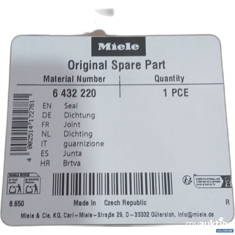Artikel Nr. 980454 Artikel Nr. 980454: Miele Dichtung 6432220