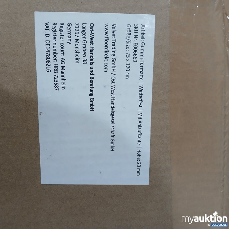 Artikel Nr. 443455: Gummi-Türmatte/ Wetterfest höhe 20mm 75x120mm