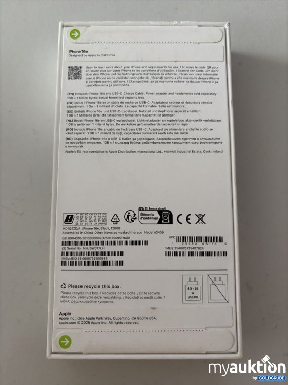 Artikel Nr. 941455 Artikel Nr. 941455: Apple iPhone 16e 128GB