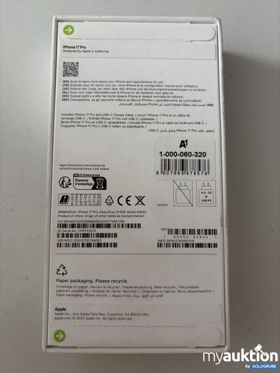 Artikel Nr. 941456: Apple iPhone 17 Pro 512GB