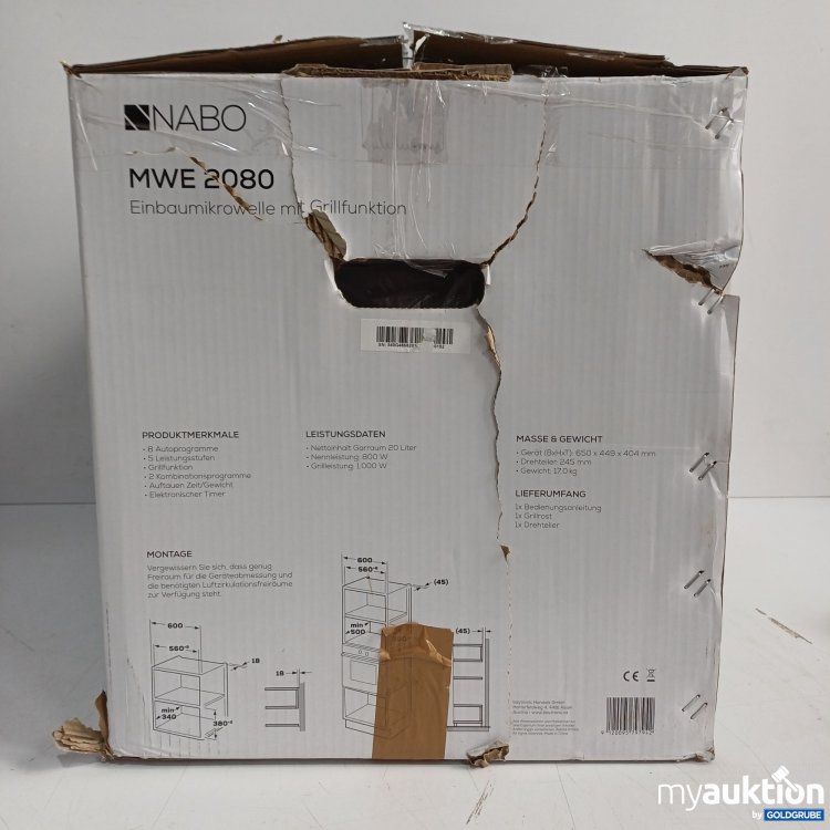 Artikel Nr. 982456 Artikel Nr. 982456: NABO MWE 2080 Einbaumikrowelle mit Grillfunktion 59,5x38,8x33,8cm