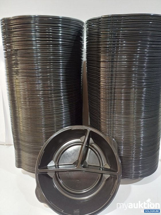 Artikel Nr. 888457 Artikel Nr. 888457: runder, schwarzer Menüteller, d= 25,5cm, 3 Fächer, ohne Deckel, Mänge nicht ersichtlich