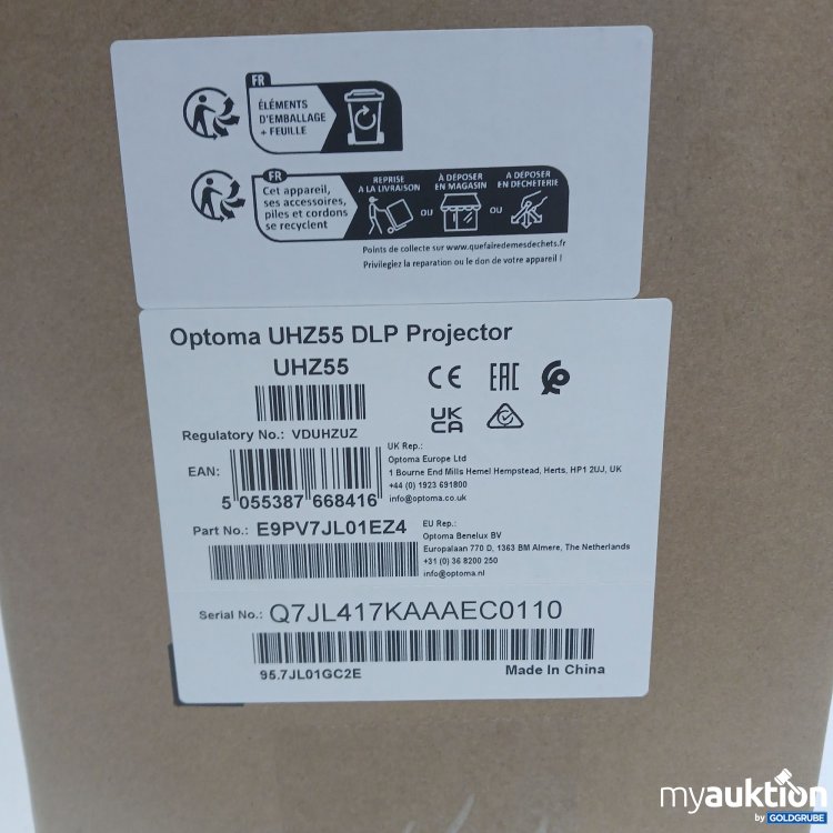 Artikel Nr. 813459 Artikel Nr. 813459: Optoma UHZ55 DLP Projector