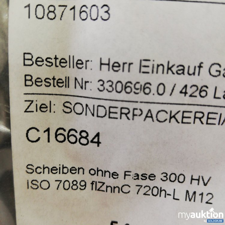 Artikel Nr. 380460 Artikel Nr. 380460: Scheiben ohne Faser 300 HV M12