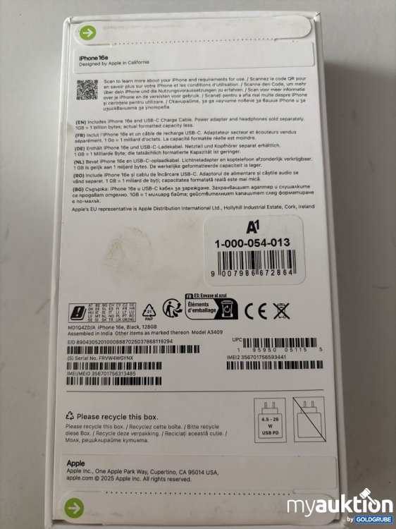 Artikel Nr. 941460 Artikel Nr. 941460: Apple iPhone 16e 128GB