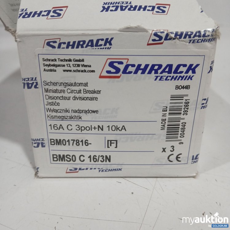 Artikel Nr. 525462: Schrack Sicherungsautomat 16A C 3pol+N 10kA BM017816 