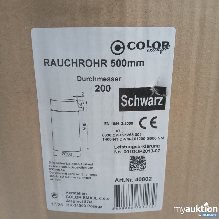 Artikel Nr. 996462 Artikel Nr. 996462: Color Emajl Rauchrohr 500mm Durchmesser 200 schwarz 40802