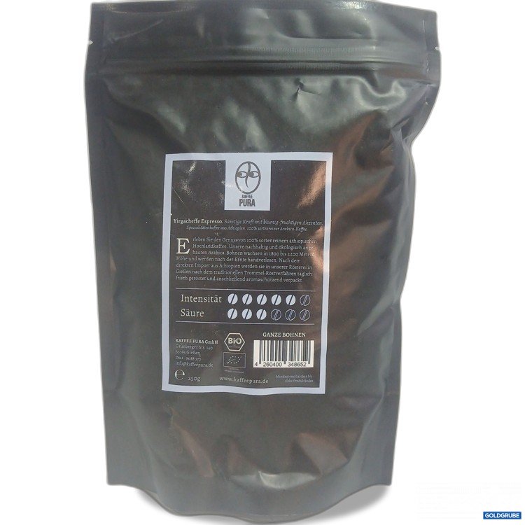 Artikel Nr. 979467 Artikel Nr. 979467: Kaffee Pura Yirgacheffe Esperesso ganze Bohnen 250g