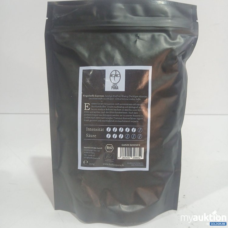 Artikel Nr. 979467 Artikel Nr. 979467: Kaffee Pura Yirgacheffe Esperesso ganze Bohnen 250g