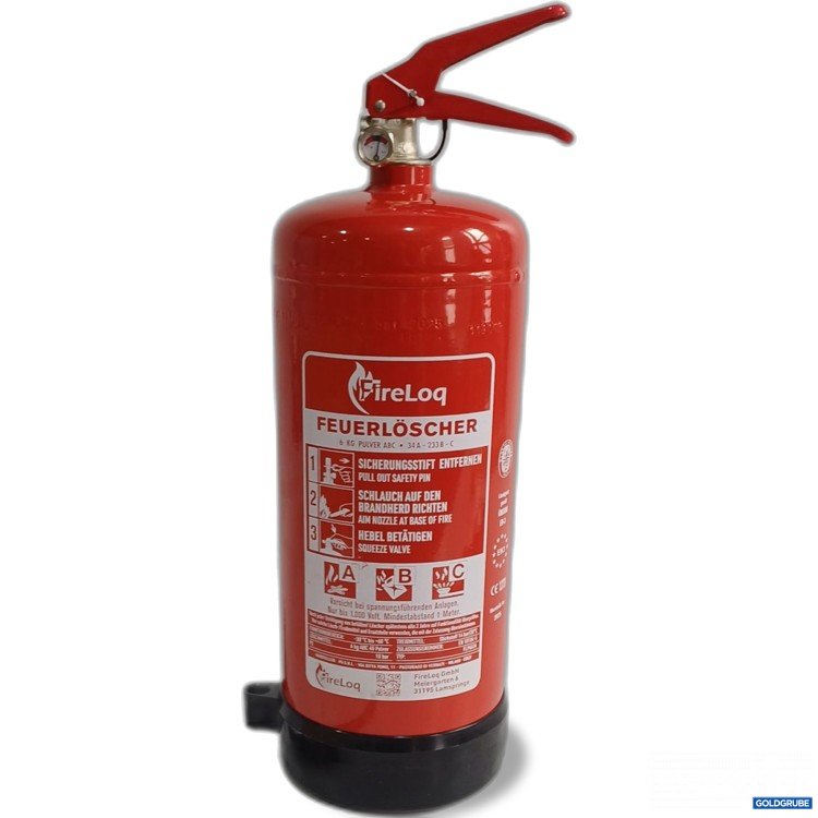 Artikel Nr. 982467 Artikel Nr. 982467: FireLoq Feuerlöscher, Brandklasse A, B und C, 6kg Pulver mit Schlauch und Aufhängung