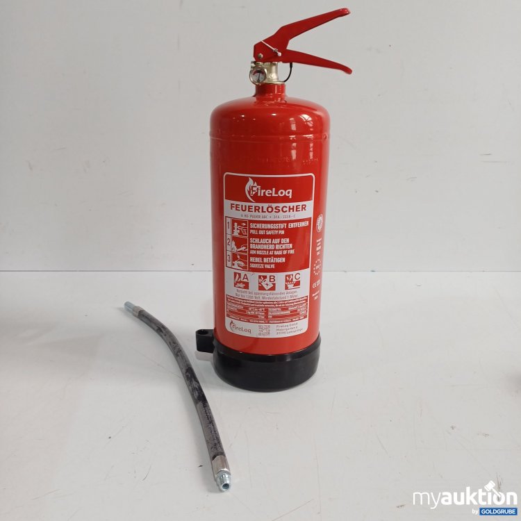 Artikel Nr. 982467 Artikel Nr. 982467: FireLoq Feuerlöscher, Brandklasse A, B und C, 6kg Pulver mit Schlauch und Aufhängung