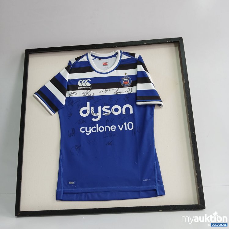 Artikel Nr. 805468 Artikel Nr. 805468: Bath Rugby Shirt mit Unterschriften eingerahmt ca.88x88cm