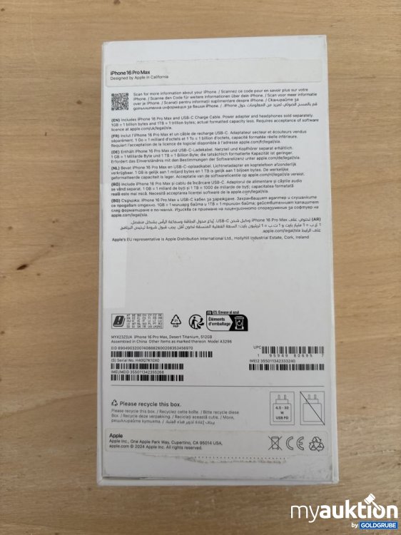 Artikel Nr. 921469: Apple iPhone 16 Pro Max 512 GB