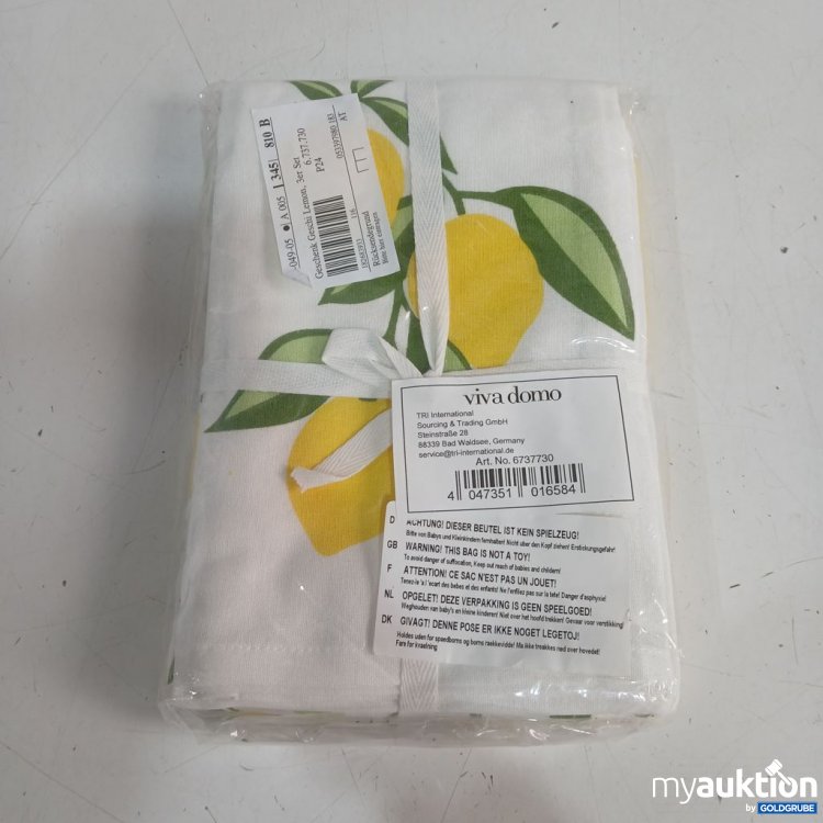 Artikel Nr. 929469 Artikel Nr. 929469: viva domo Geschirrtuch Geschirr Lemon 3er Set
