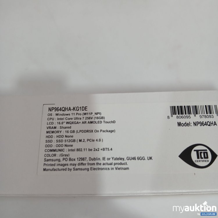 Artikel Nr. 854471 Artikel Nr. 854471: Samsung Galaxy Book5 Pro 360 NP964QHA-KG1DE SSD: 512GB