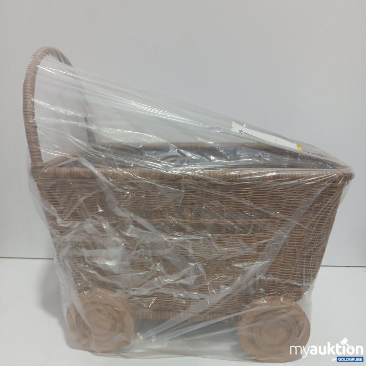 Artikel Nr. 468473 Artikel Nr. 468473: Kinderwagen aus Korbgeflecht mit Holzrädern breite 22cm länge 12cm