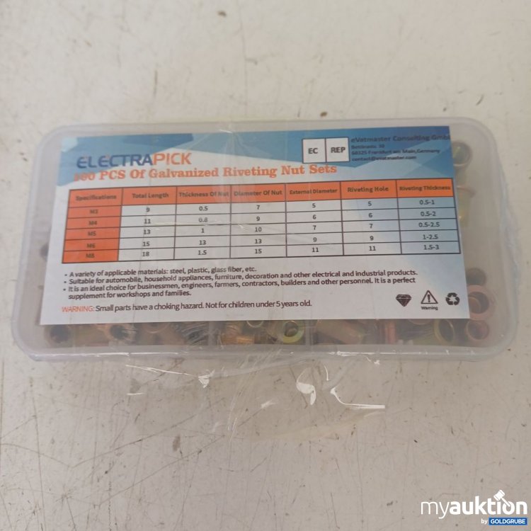 Artikel Nr. 976473 Artikel Nr. 976473: ElectraPick 100 PCS Of Galvanized Riveting Nut Sets