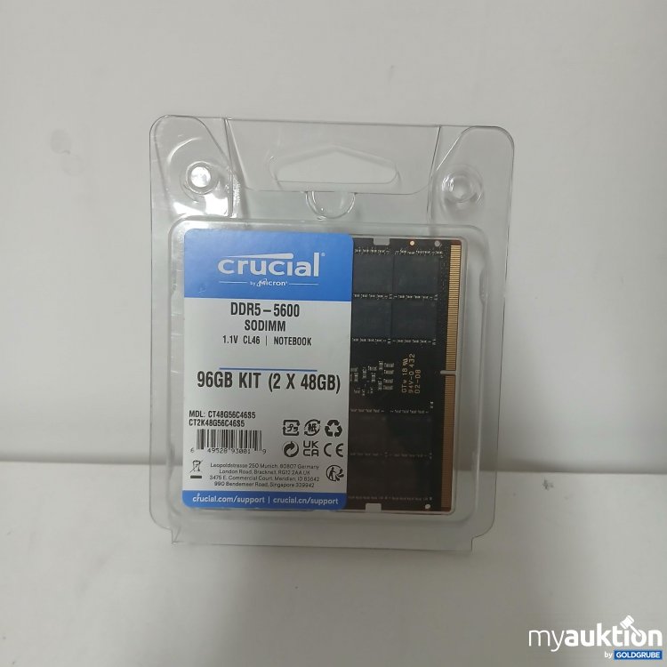 Artikel Nr. 917474 Artikel Nr. 917474: Crucial DDR5-5600 SODIMM 96GB Kit