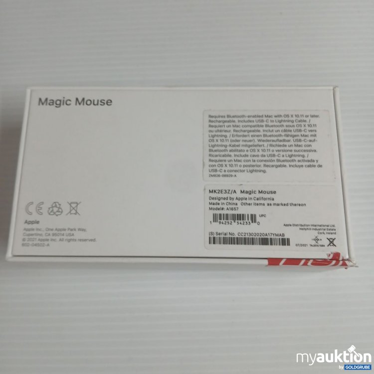 Artikel Nr. 922474: Apple Magic Mouse MXK62Z/A A1677