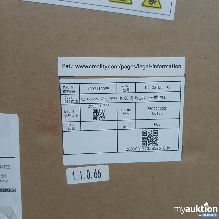 Artikel Nr. 971476 Artikel Nr. 971476: Creality Shenzhen 3D Technologie K2 Combo 3D Drucker