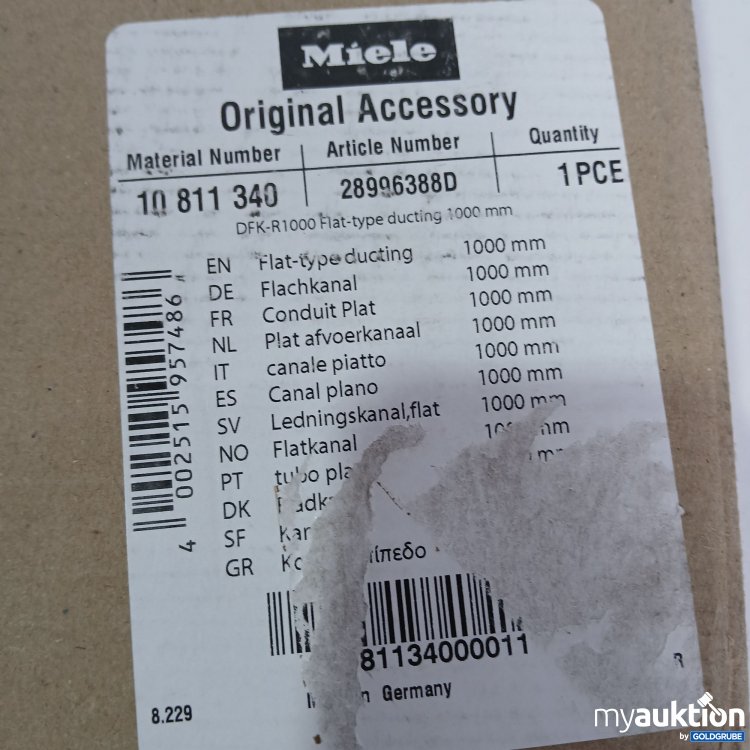 Artikel Nr. 800477 Artikel Nr. 800477: Miele Original Accessory Flachkanal 28996388D