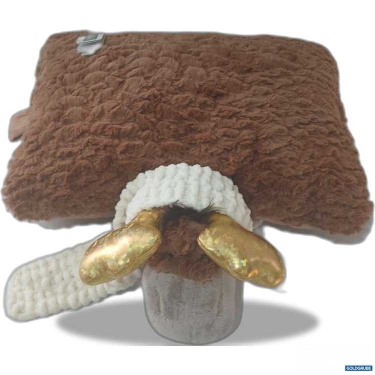 Artikel Nr. 933477 Artikel Nr. 933477: Nici Plüschkissen in Form eines Tieres mit goldenen Ohren und einem weißen Halsband. Material: Plüsch. Größe: 40 cm x 30 cm