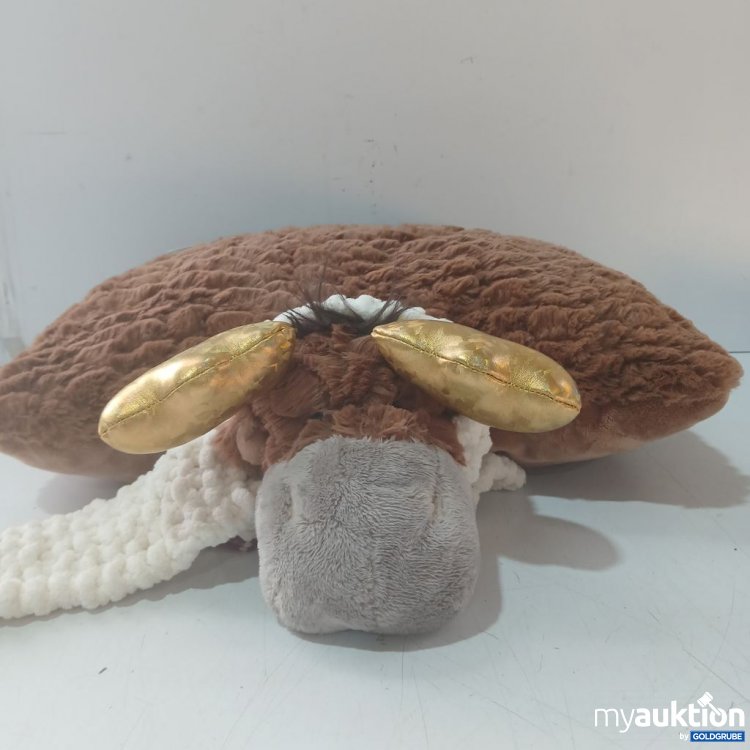 Artikel Nr. 933477 Artikel Nr. 933477: Nici Plüschkissen in Form eines Tieres mit goldenen Ohren und einem weißen Halsband. Material: Plüsch. Größe: 40 cm x 30 cm
