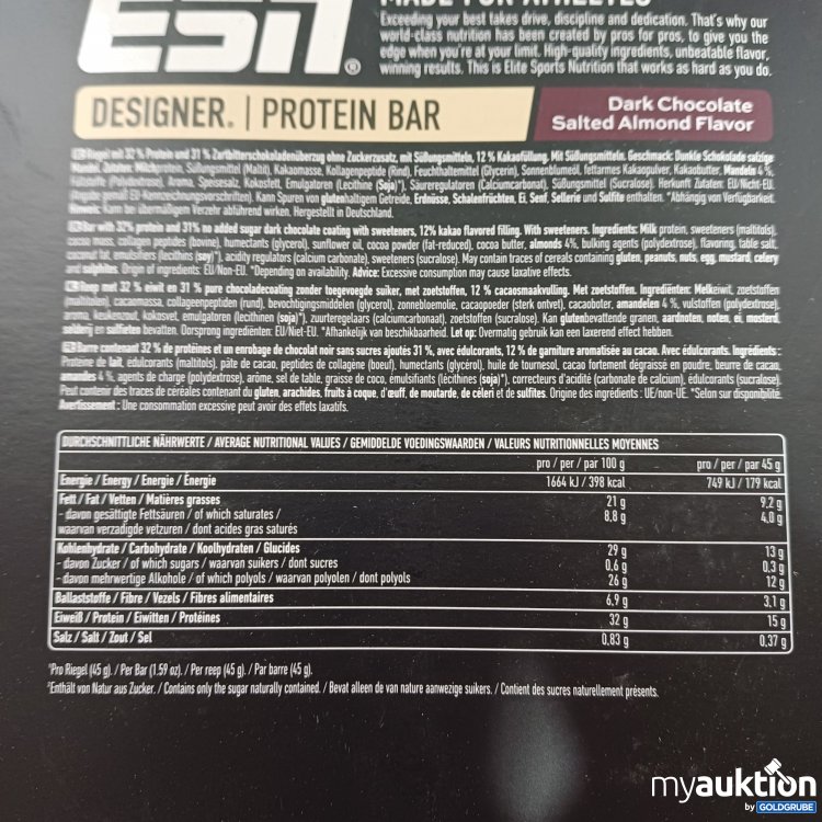 Artikel Nr. 994478 Artikel Nr. 994478: ESN Protein Bar *Dark Chocolate Salted Almond*