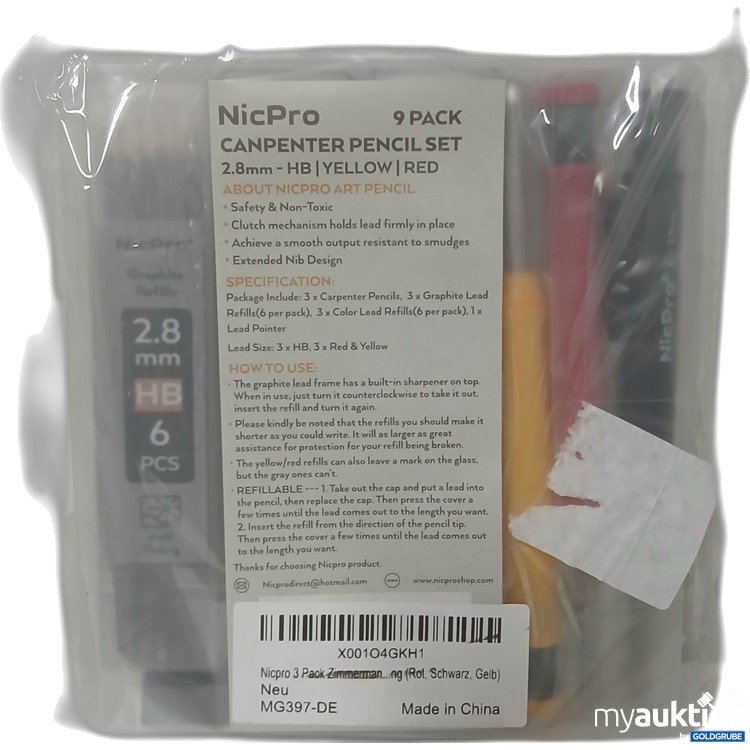 Artikel Nr. 917479 Artikel Nr. 917479: NicPro Canpenter Pencil Set 9Pack