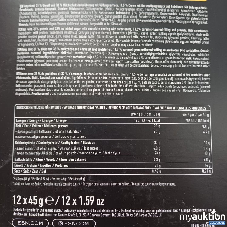 Artikel Nr. 994479 Artikel Nr. 994479: ESN Protein Bar *Peanut Caramel*