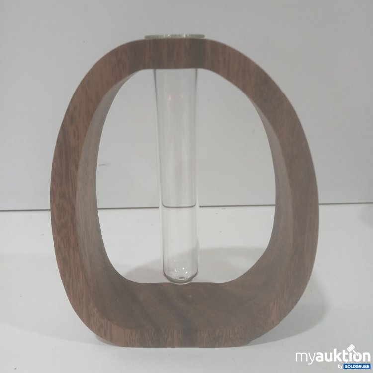 Artikel Nr. 873480: Blumenvase Aus Walnussholz mit Glas