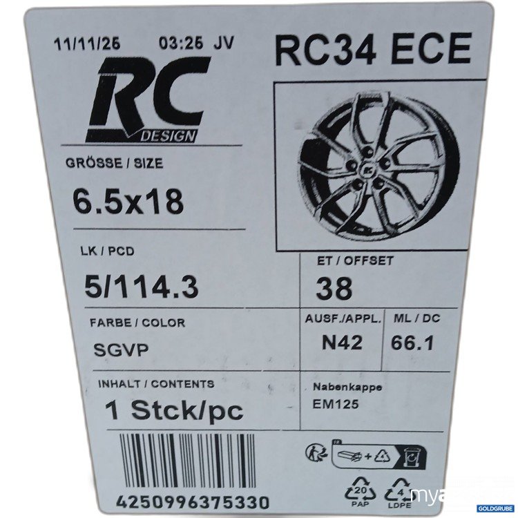 Artikel Nr. 961480: BROCK RC34 ECE 6.5JX18  5/114.3 ET38 ML 66.1