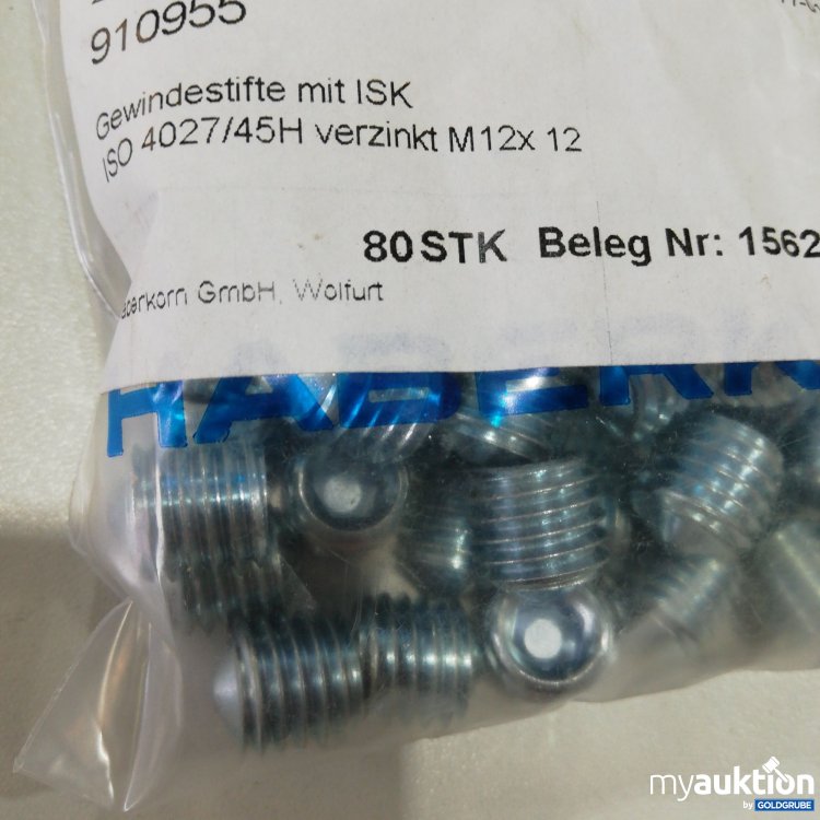 Artikel Nr. 380483 Artikel Nr. 380483: Gewindestifte mit ISK Verzinkt M12X12