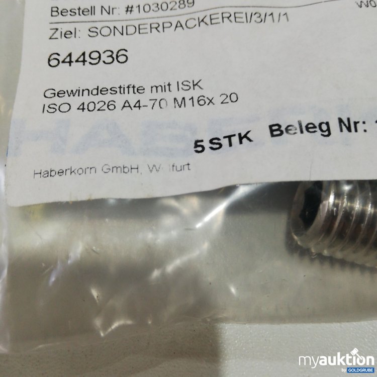 Artikel Nr. 380484 Artikel Nr. 380484: Gewindestifte mit ISK M16x20