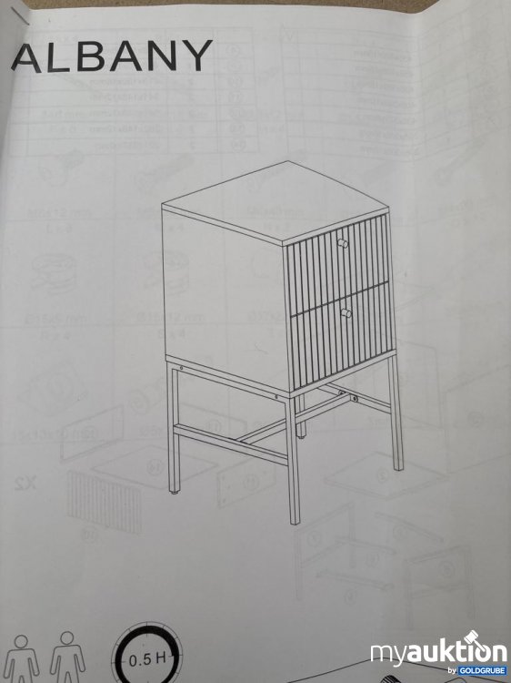 Artikel Nr. 921484: Albany Nachttisch Melamin Eiche Stahl schwarz