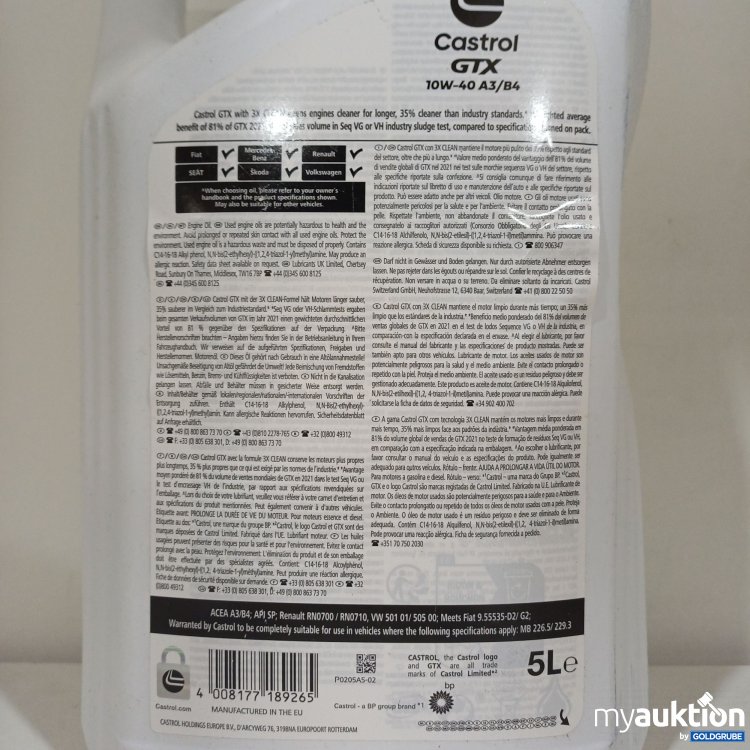 Artikel Nr. 985488: Castrol GTX Ultraclean 10W-40, 5L