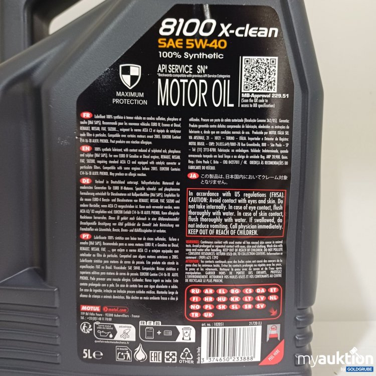 Artikel Nr. 985489: Motul 8100 X-clean 5W-40, 5L
