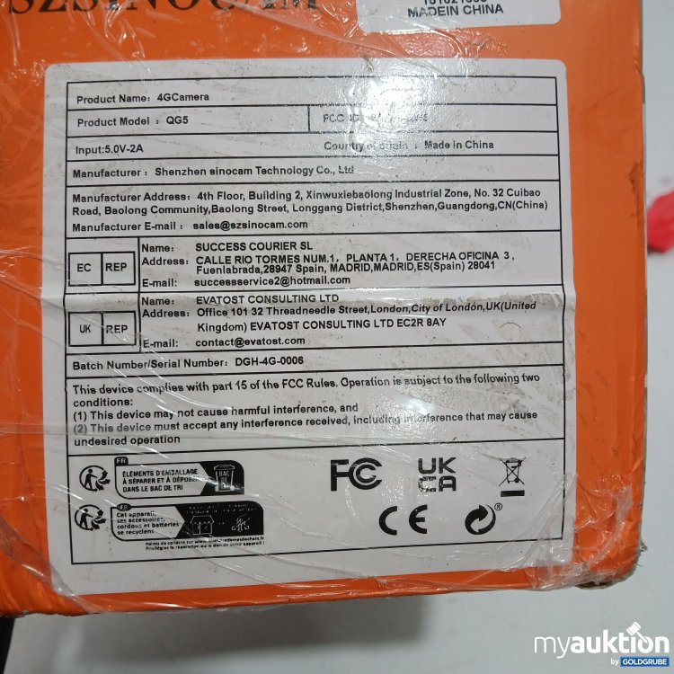 Artikel Nr. 443490: SZSINOCAM Smart Battery Camera 4G Model: QG5 