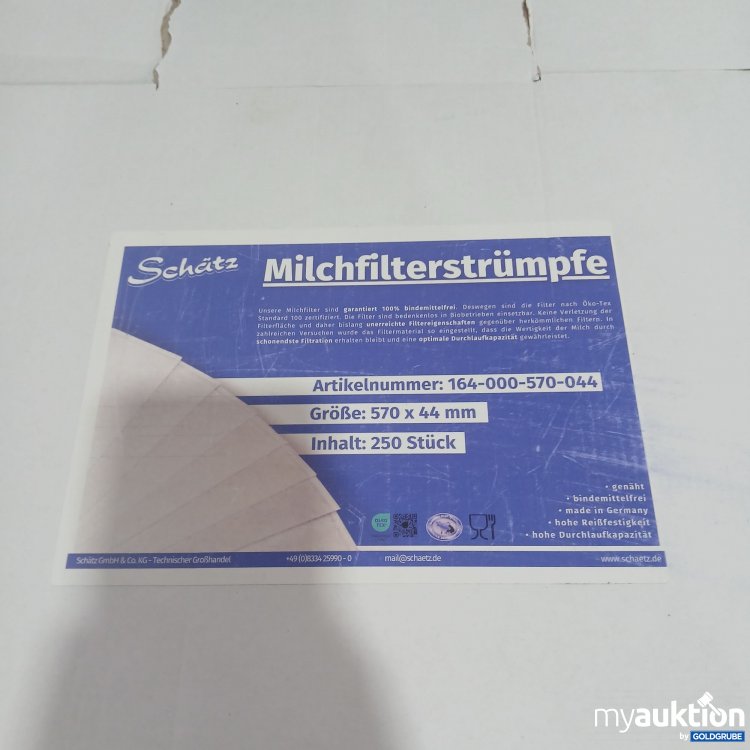 Artikel Nr. 522490: Schätz Milchfilterstrümpfe 570x44mm 250 Stück 164000570044