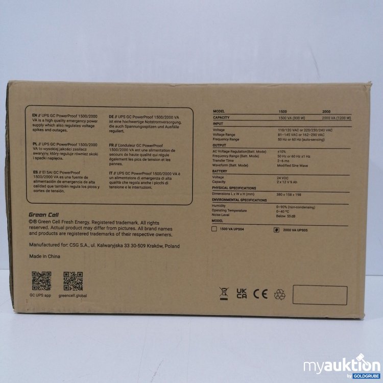 Artikel Nr. 832490 Artikel Nr. 832490: GreenCell GC UPS Power Proof 1500 VA/2000 VA