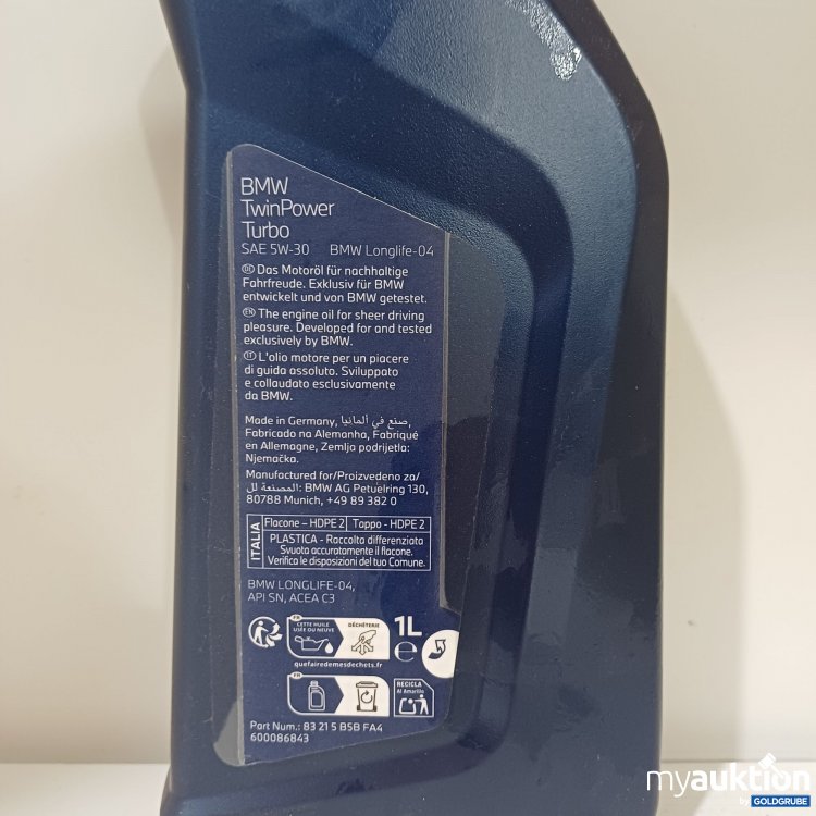 Artikel Nr. 985493: Original BMW Motorenöl Twin Power Turbo SAE 5W-30, 1L