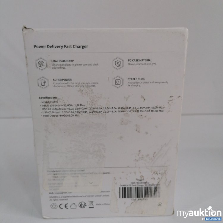 Artikel Nr. 827497 Artikel Nr. 827497: Ugreen Power Delivery fast Charger PD 66W