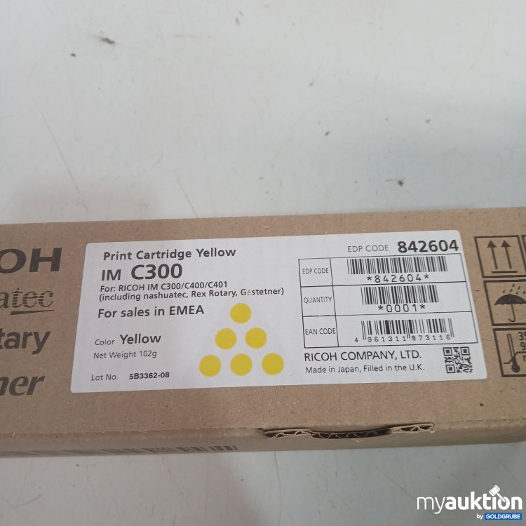 Artikel Nr. 996498 Artikel Nr. 996498: Ricoh Print Cartridge Yellow IM C300 102g
