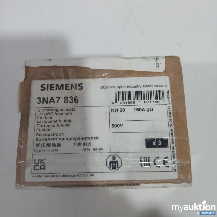 Artikel Nr. 870499 Artikel Nr. 870499: Siemens 3NA7 836 Sicherungseinsatz x3