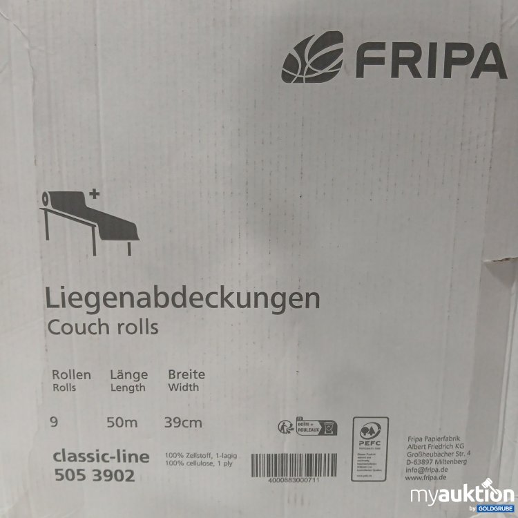 Artikel Nr. 478500: Fripa Liegenabdeckungen 9 Stück 50 m x 39 cm 100% Zellstoff