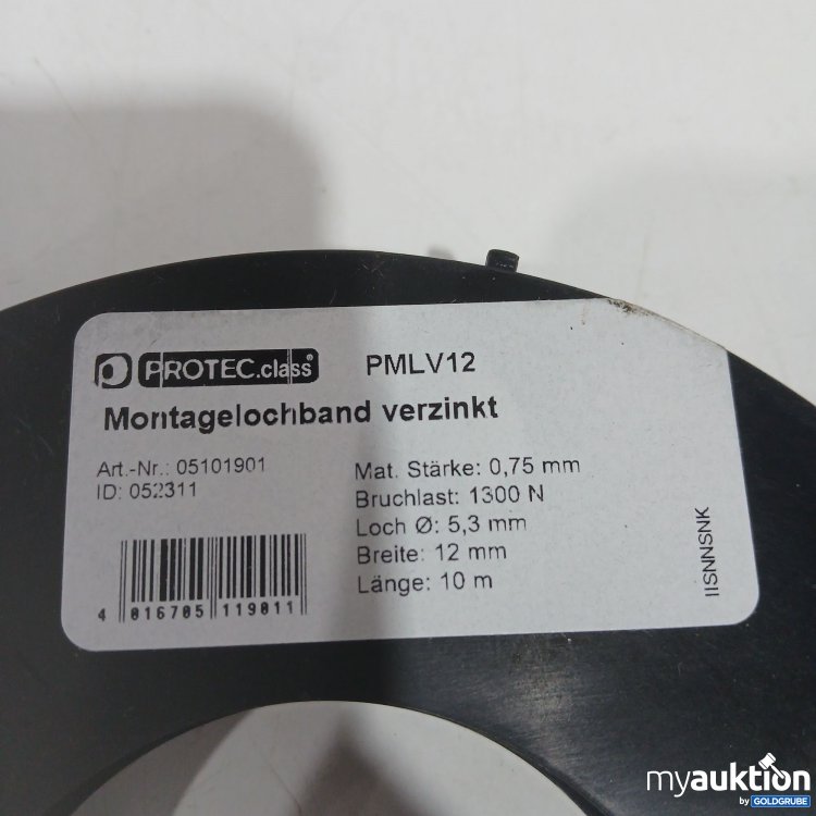 Artikel Nr. 524500: Protect Montagelochband verzinkt 0,75mm Loch ø5,3mm Breite 12mm Länge 10m 