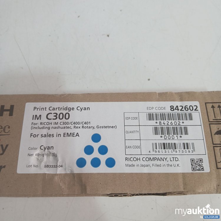 Artikel Nr. 996500 Artikel Nr. 996500: Ricoh Print Cartridge Cyan IM C300 102g