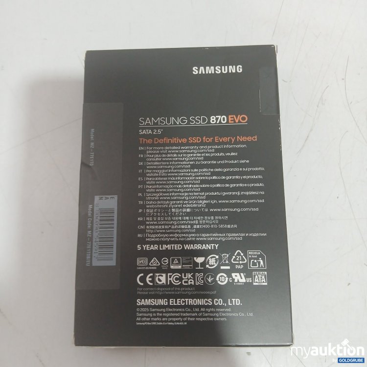 Artikel Nr. 445501 Artikel Nr. 445501: Samsung SSD 870 EVO 1 TB SATA 2.5
Model: MZ - 77E1T0B/EU